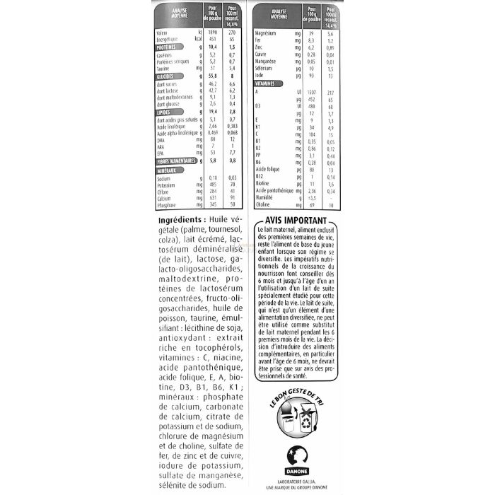 Croissance calisma gallia +12 mois 800g