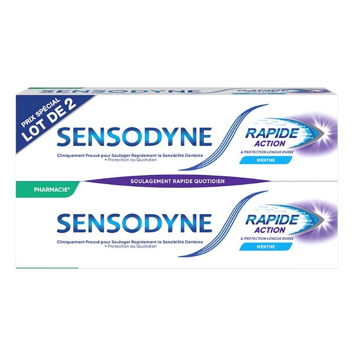 SENSODYNE DENTIFRICE RAPIDE & PROTECTION LONGUE DUREE 75ML x 2