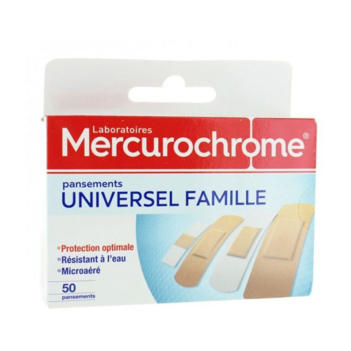 mercurochrome pansements adhesifs universels 50