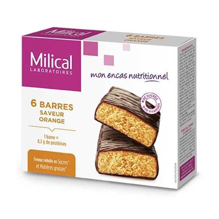 MILICAL HYPERPROTEINE BARRES MINCEUR ORANGE x 6