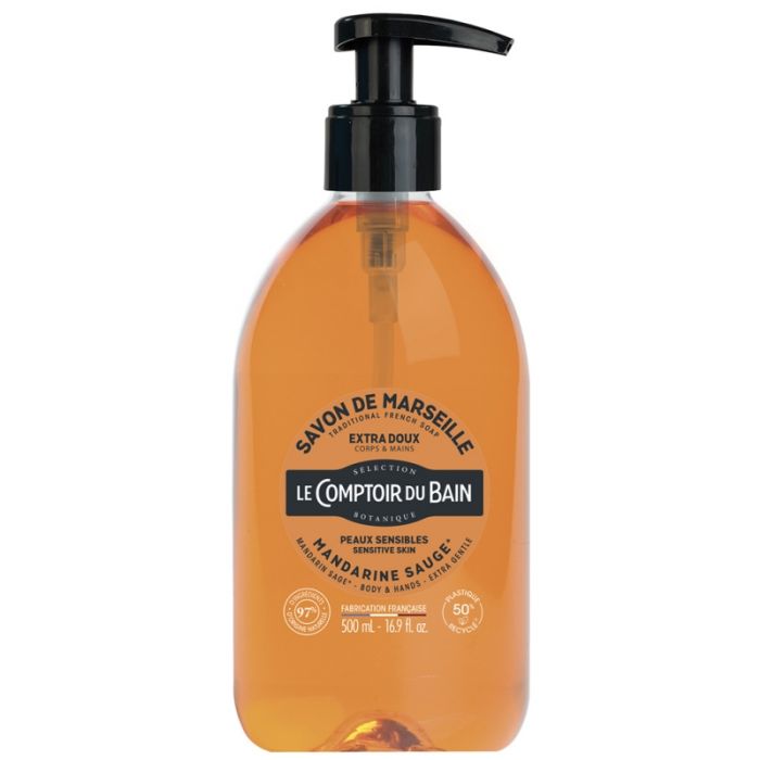 Le Comptoir du Bain Savon de Marseille Mandarine Sauge 500ml