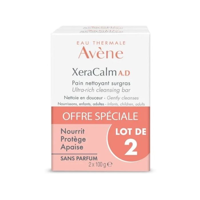 Avene Xeracalm AD pain nettoyant surgras lot 2x100g