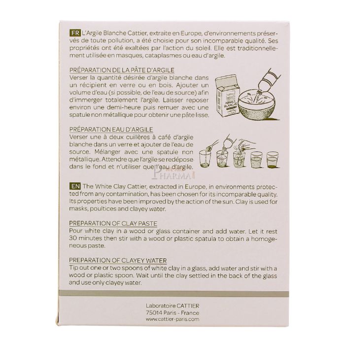 Argile blanche surfine kaolin cattier 200g