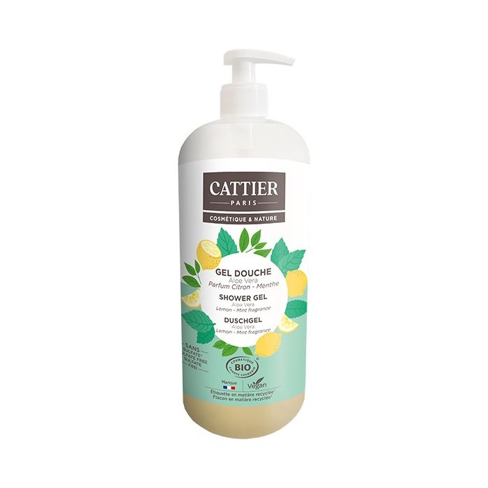 Cattier gel douche citron menthe bio 1L