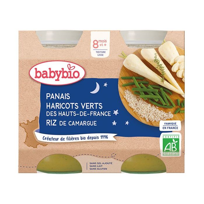 Babybio pot nuit panais haricots verts riz 8m+ bio 2x200g