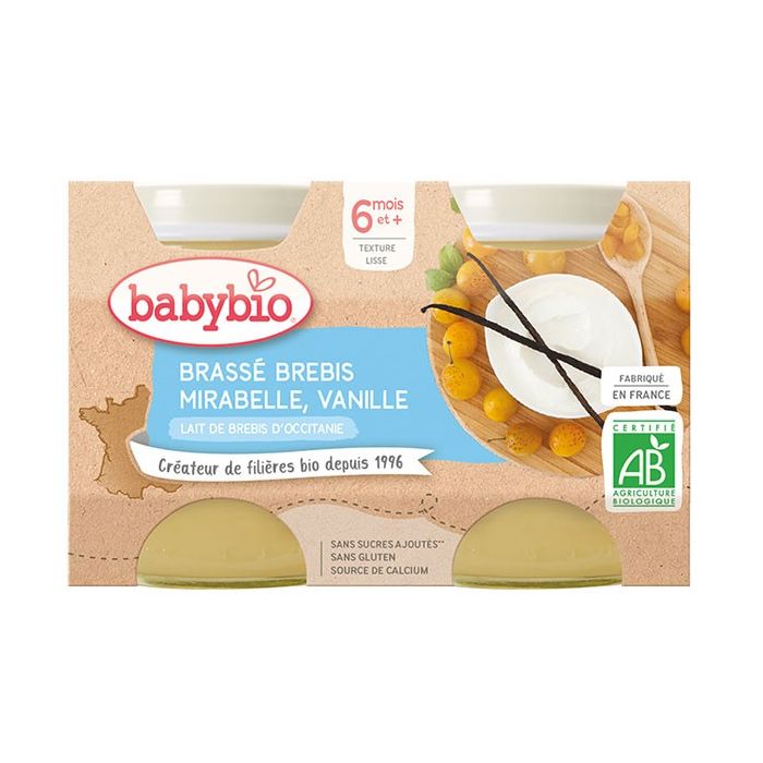 Babybio pot brasse brebis/mirabelle/vanille 2x130g 6m+