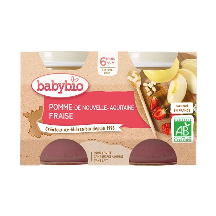 Babybio pot pomme/fraise 6m+ bio 2x130g