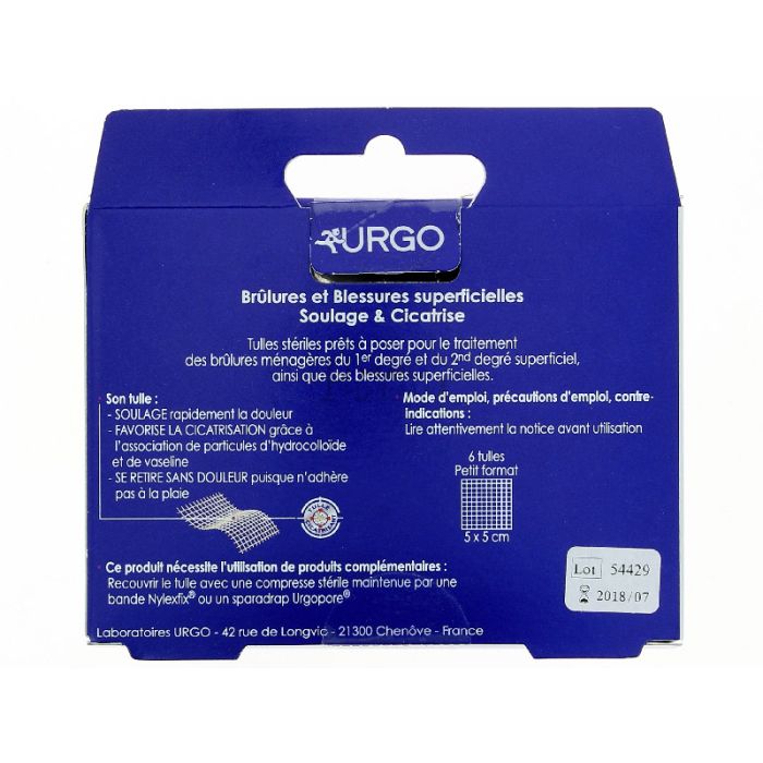 Urgo brulures blessures superficielles x 6