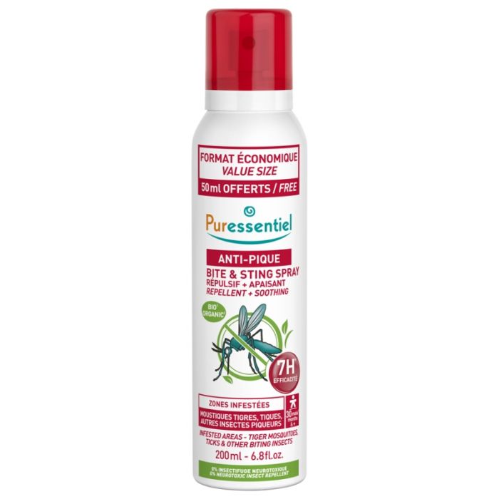 PURESSENTIEL Anti-Pique Spray Répulsif + Apaisant 7H Zones Infestées 200ml