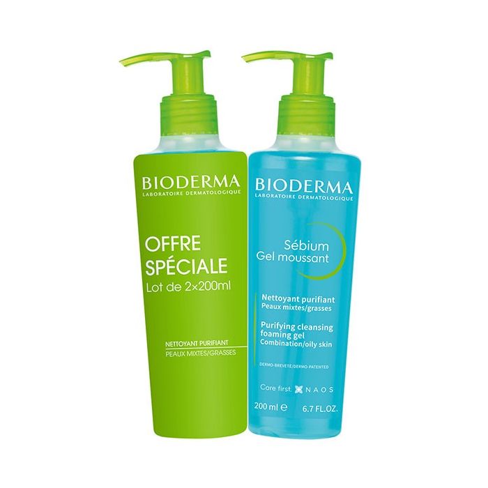 BIODERMA Sébium Gel Moussant Nettoyant Purifiant 2x200ml