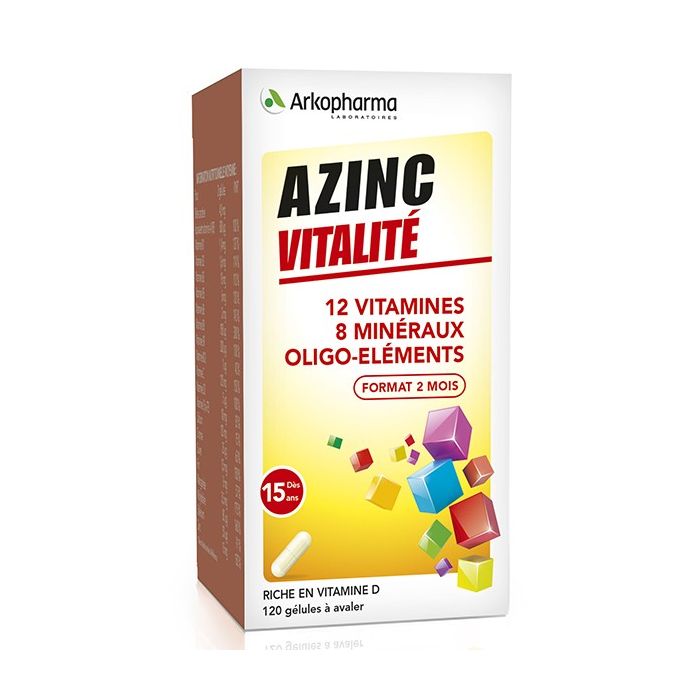 Arkopharma azinc adulte vitalite vitamines c & e zinc 120 gelules