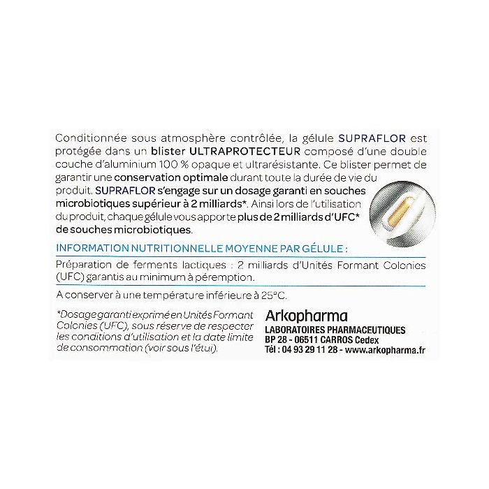 Arkopharma supraflor arkobiotics ferments lactiques 14 gelules
