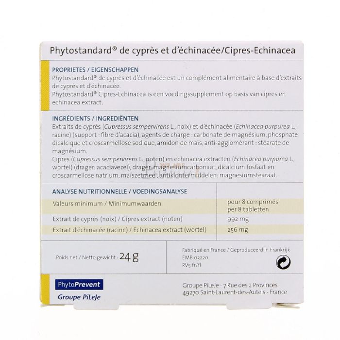 Phytostandard de cypre et d'echinacee pileje 30 comprimes