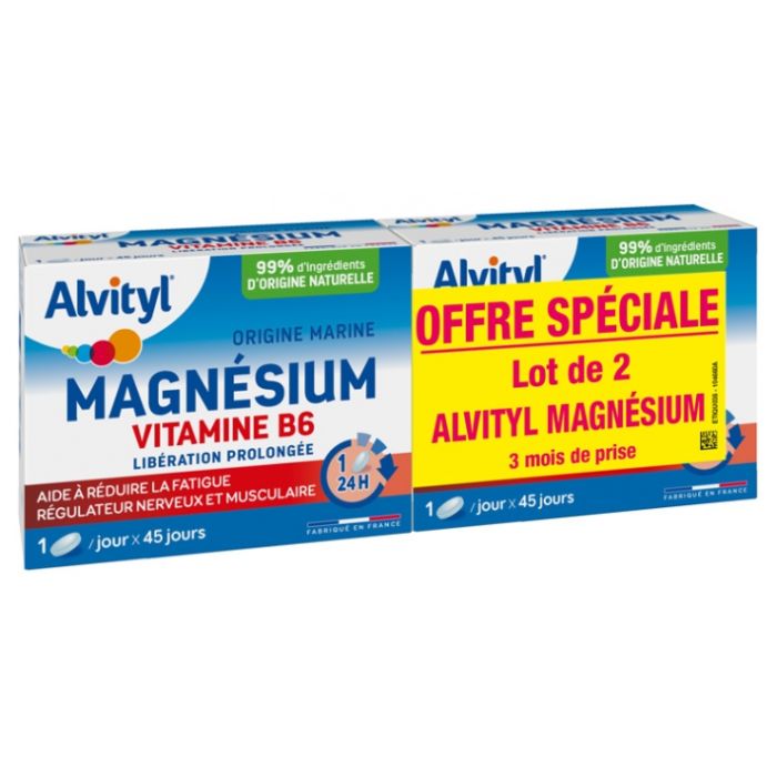 Alvityl magnesium vitamine b6 lot de 2x45 comprimes