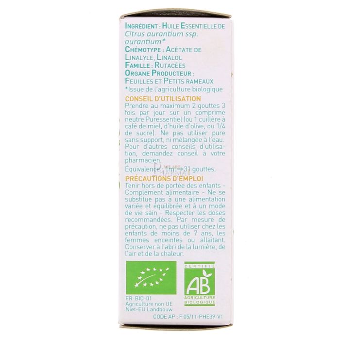  puressentiel huile essentielle de petit grain bigarade10ml
