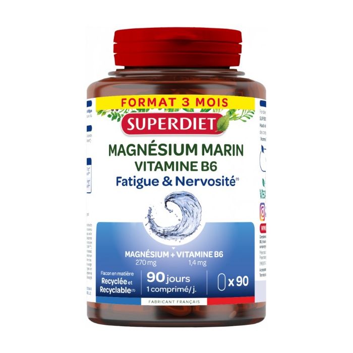 Superdiet Magnesium Marin Vitamine B6 Fatigue 90 comprimes