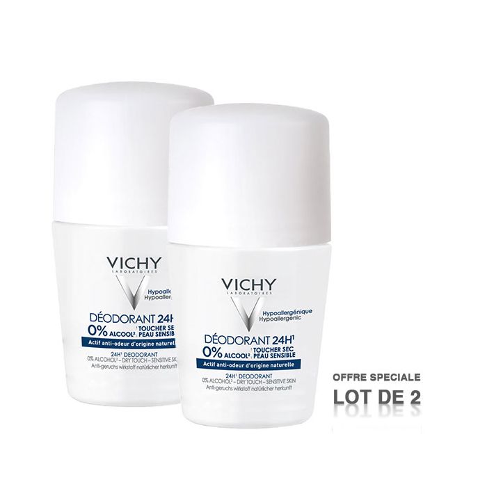 Vichy deodorant 24h toucher sec roll-on 2x50ml