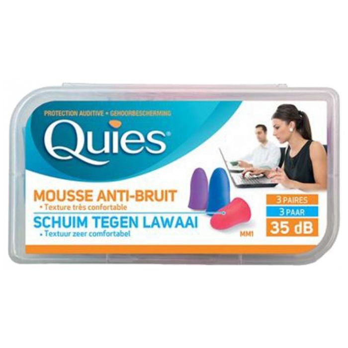 Quies protection auditive en mousse confort - couleur disco - bte 3 paires