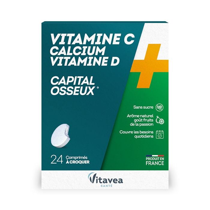 Vitavea vitamine C  calcium vitamine D Capital Osseux 24 24 comprimés à croquer photo de face