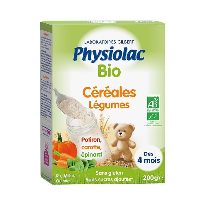 PHYSIOLAC Céréales aux Légumes 4m+ Bio 200g
