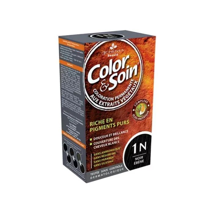 Color & Soin Coloration Permanente 3 chenes Noir Ébène : 1N