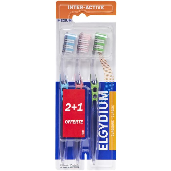 Elgydium inter-active Brosse à Dents Medium 2+1 Offertes