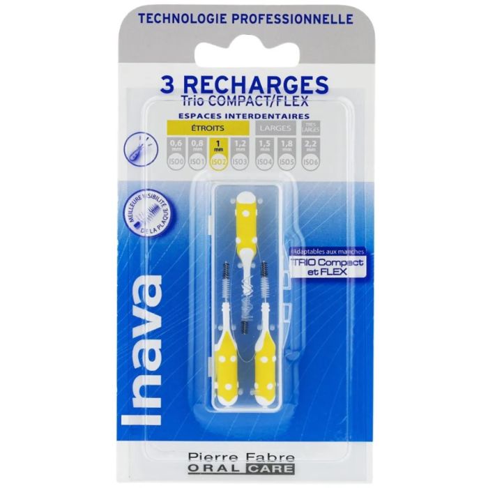 INAVA TRIO COMPACT Recharge 1mm ISO 2 (Jaune) - 3 Brossettes