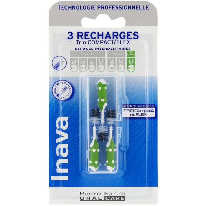 INAVA TRIO COMPACT Recharge 2.2mm ISO 6 (Vert) - 3 Brossettes