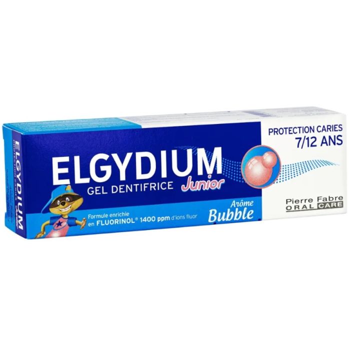 ELGYDIUM Junior Gel Dentifrice Goût Bubble Gum 7-12 ans 50ml