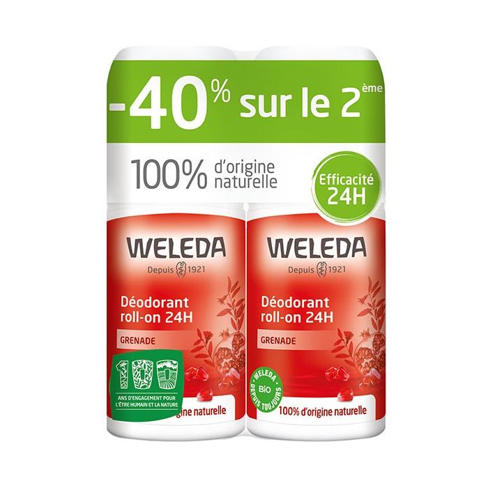 WELEDA Déodorant Roll-on 24h Grenade 2x50ml