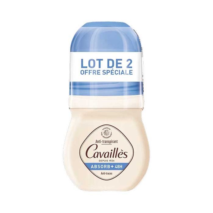 ROGE CAVAILLES Déodorant Absorb+ Anti-Transpirant Efficacité 48h Roll-On 2x50ml