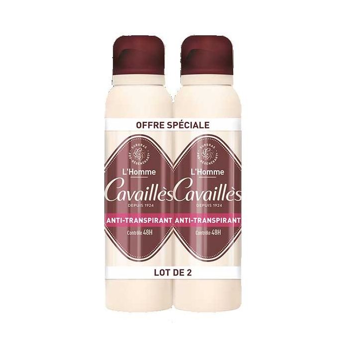 ROGE CAVAILLES Déodorant Absorb+ 48H Anti-Transpirant Homme Spray 2x150ml