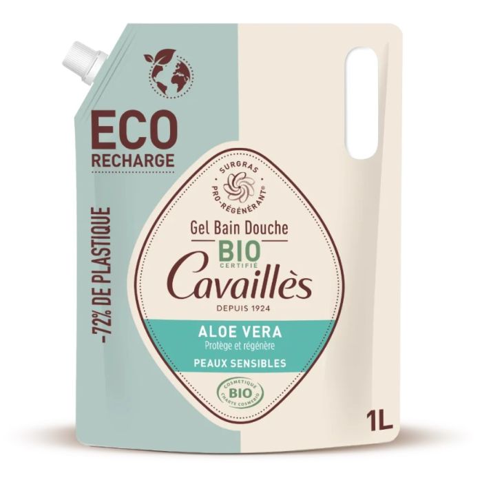 Cavailles Gel Bain Douche BIO Aloe Vera Eco-Recharge 1L