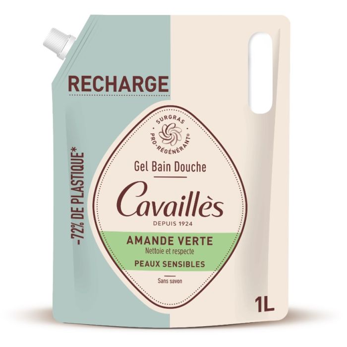 Cavailles Gel Bain Douche Amande Verte Recharge 1L