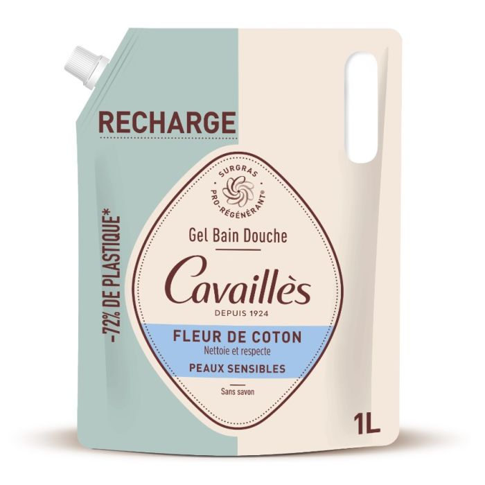 Cavailles Gel Bain Douche Fleur de Coton Rechage 1L