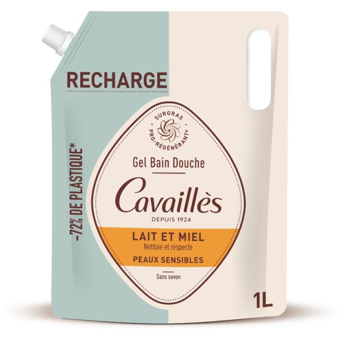 Cavailles Gel Bain Douche Lait et Miel Recharge 1L