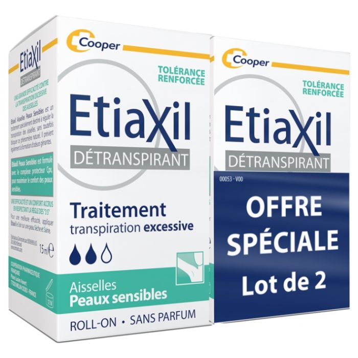 Etiaxil detranspirant aisselles peaux sensibles lot de 2 x 15 ml