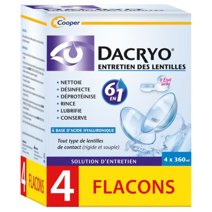 Dacryo Entretien des Lentilles Souple et Rigide 4x360ml