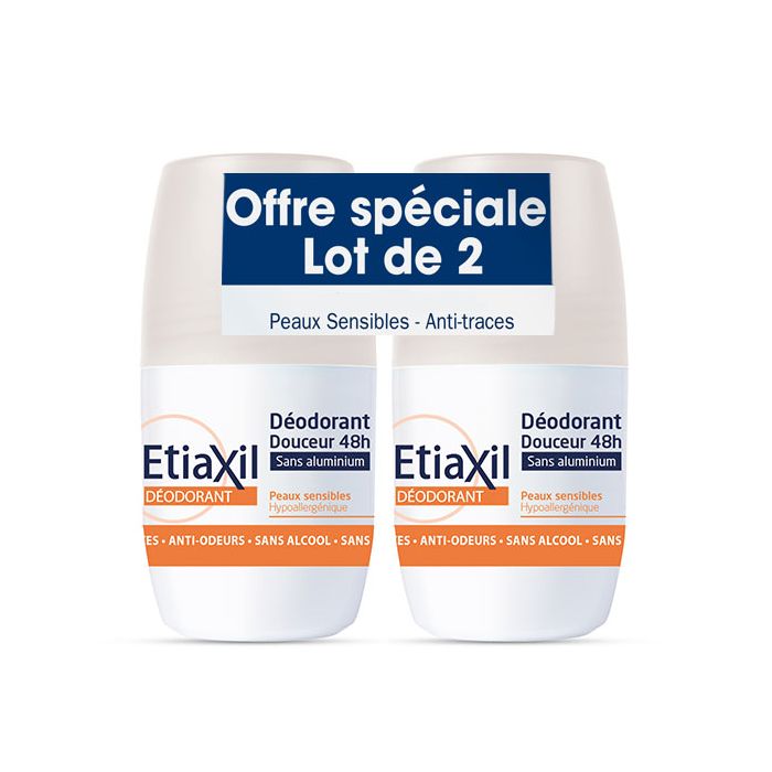 ETIAXIL Déodorant 48h Douceur Sans Aluminium Roll-On 2x50ml