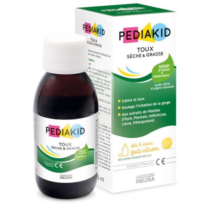 Pediakid sirop toux seche et grasse 125ml | sirop d'agave + prebiotiques
