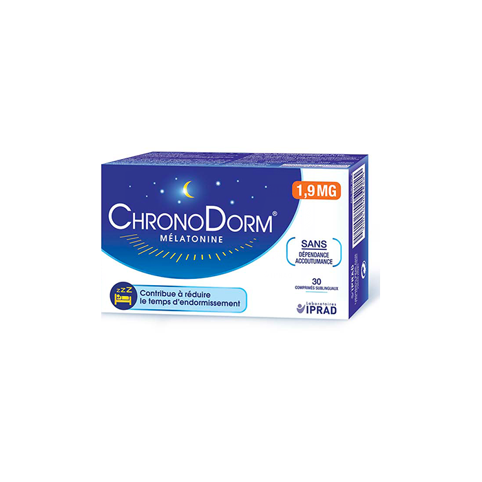 Chronodorm melatonine 1.9mg favorise le sommeil naturel 30 comprimes sublinguaux