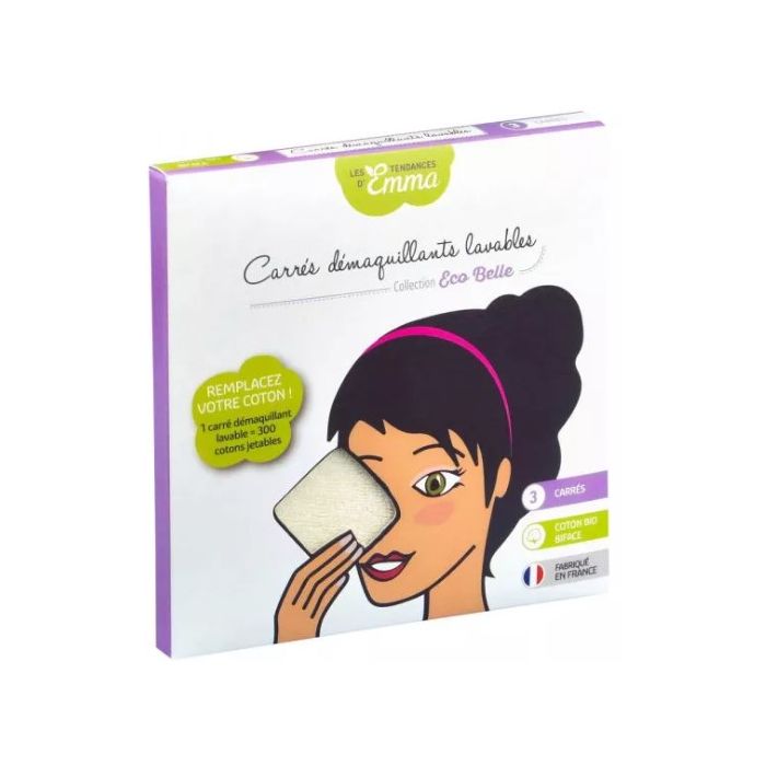 Les tendances d'Emma carrés démaquillants coton bio biface lavables x3