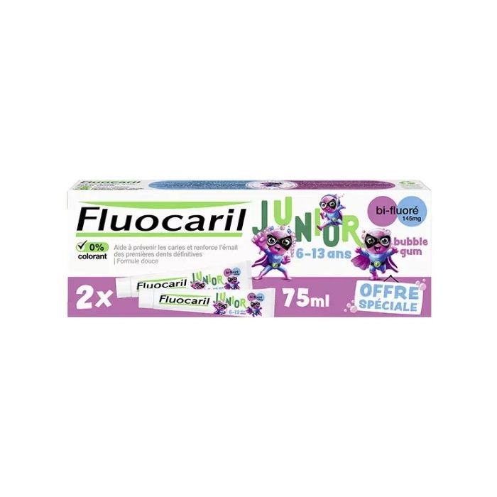FLUOCARIL Junior Dentifrice 6-12 Ans Lot de 2 x 75 ml