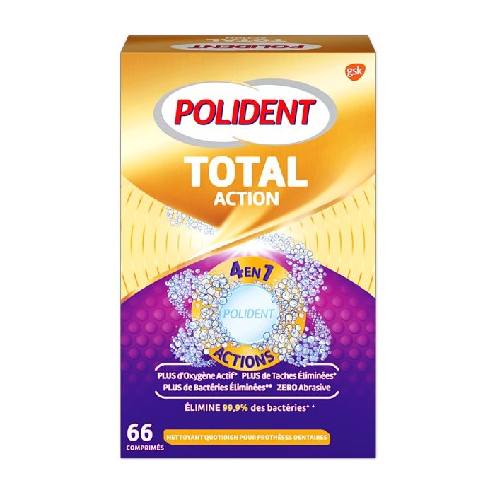 Polident Total Action 4en1 Nettoyant Quotidient x66 comprimés