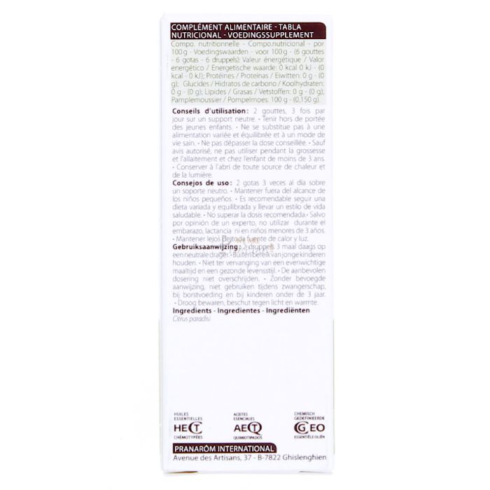 Huile essentielle pamplemoussier pranarom 10ml