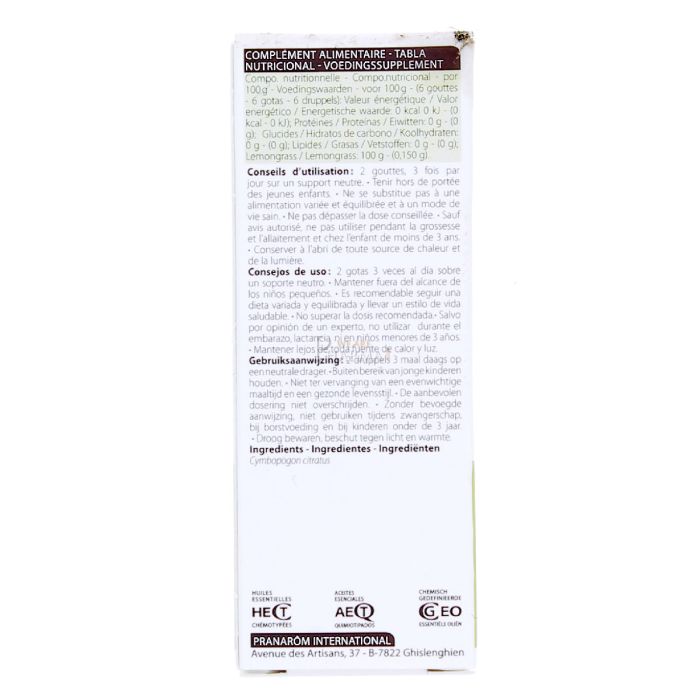 Huile essentielle lemongrass pranarom 10ml