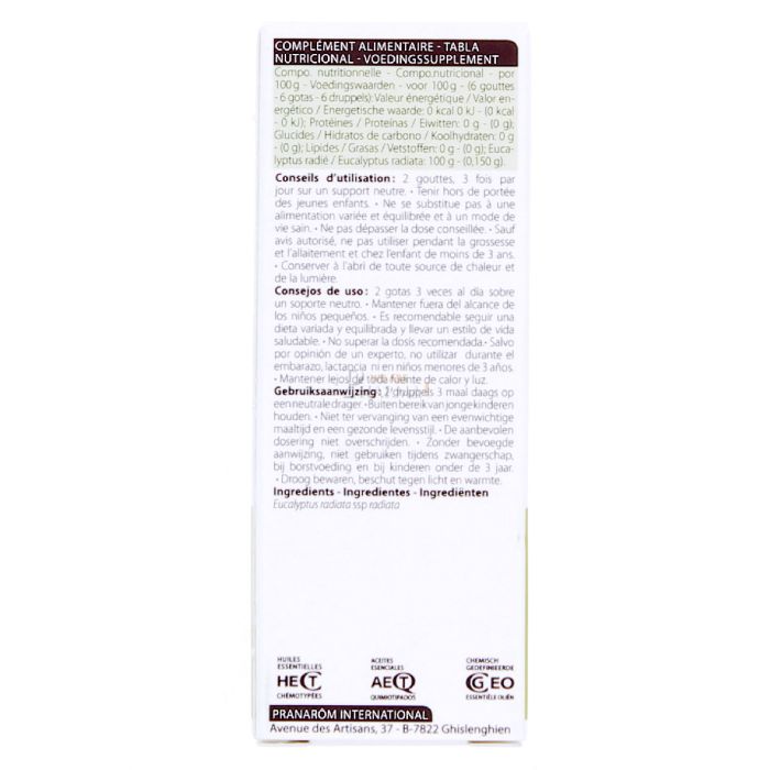 Huile essentielle eucalyptus radie pranarom 10ml