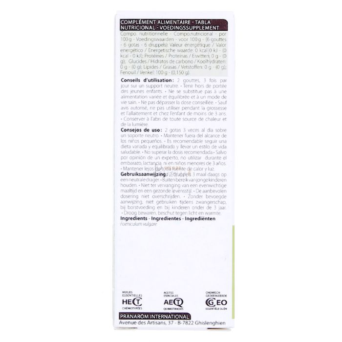 Pranarom huile essentielle fenouil bio 10ml