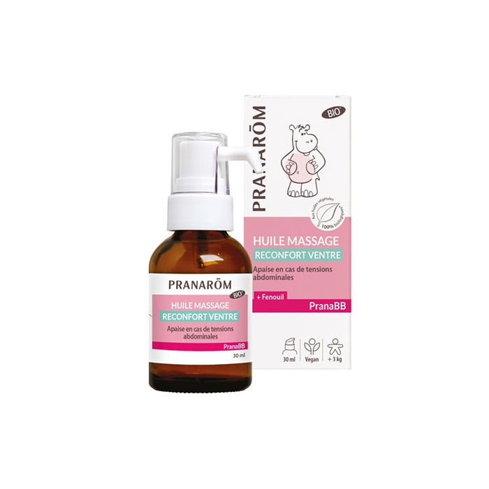 Pranarom Pranabb Huile de massage reconfort ventre bio 30ml