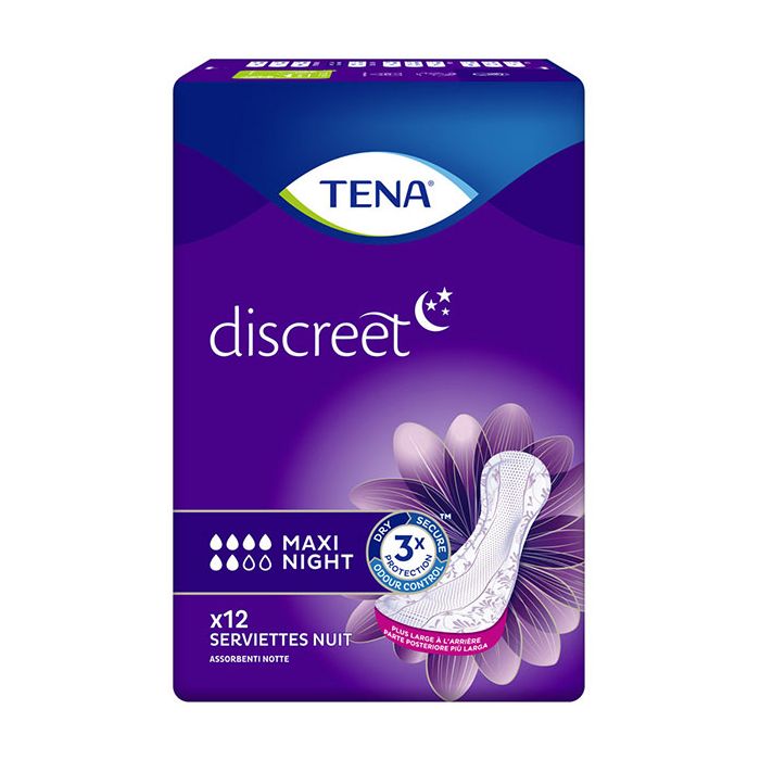 TENA Discreet Maxi Night Protection pour Fuites Urinaires x12 serviettes 